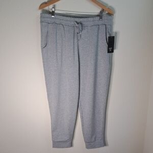 Leg End Women Jogger Gray Elastic Waist French Terry Pockets Athletic Large NWT